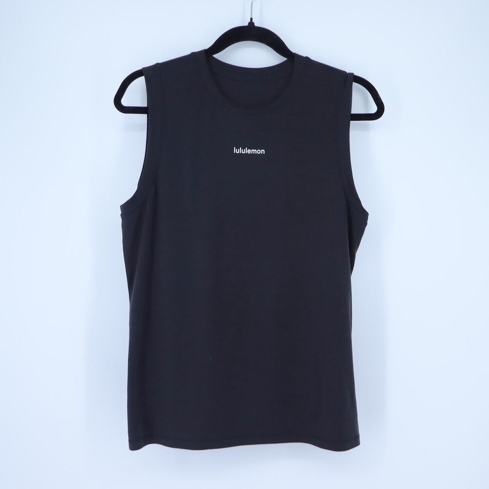Lululemon Jersey Training Muscle Tank Black Wordmark Active Top Women's 12